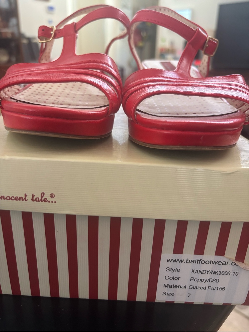 BAIT, Poppy Red Strappy Women's Sandals with Ankle Buckle
